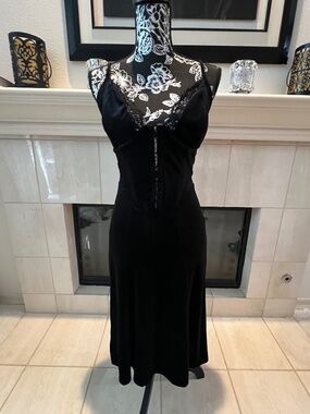 Black Velvet corset velvet  midi Slip Dress